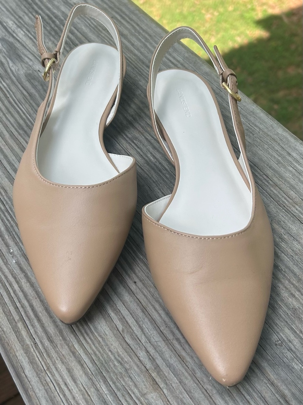 Lands End Woman's Nude Pointed Toe Slingback Flats